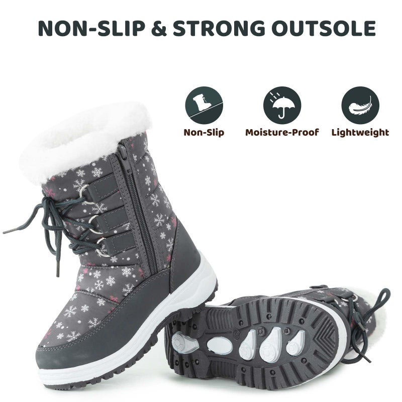 Apakowa Kids Girls Insulated Fur Winter Warm Snow Boots (Toddler/Little Kid) - Image 5